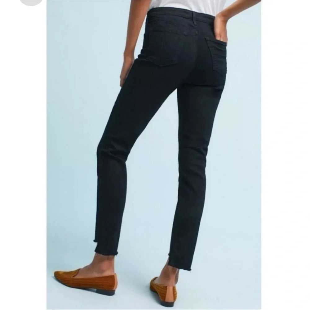 AG Anthropologie Black Stevie Ankle Jean Straight Leg Step Hem Mid-rise